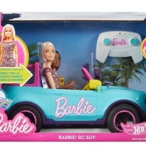 Brand new Hot Wheels Barbie RC SUV with two dolls